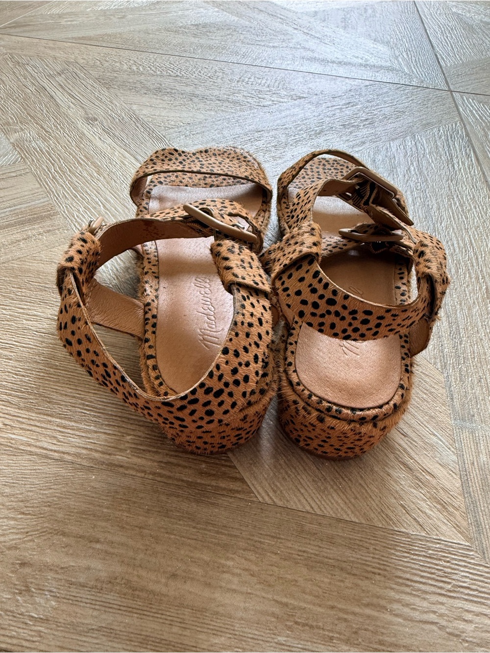 Madewell Robin Platform Sandals Spotted Calf Hair Animal Print 6 - Picture 4 of 7